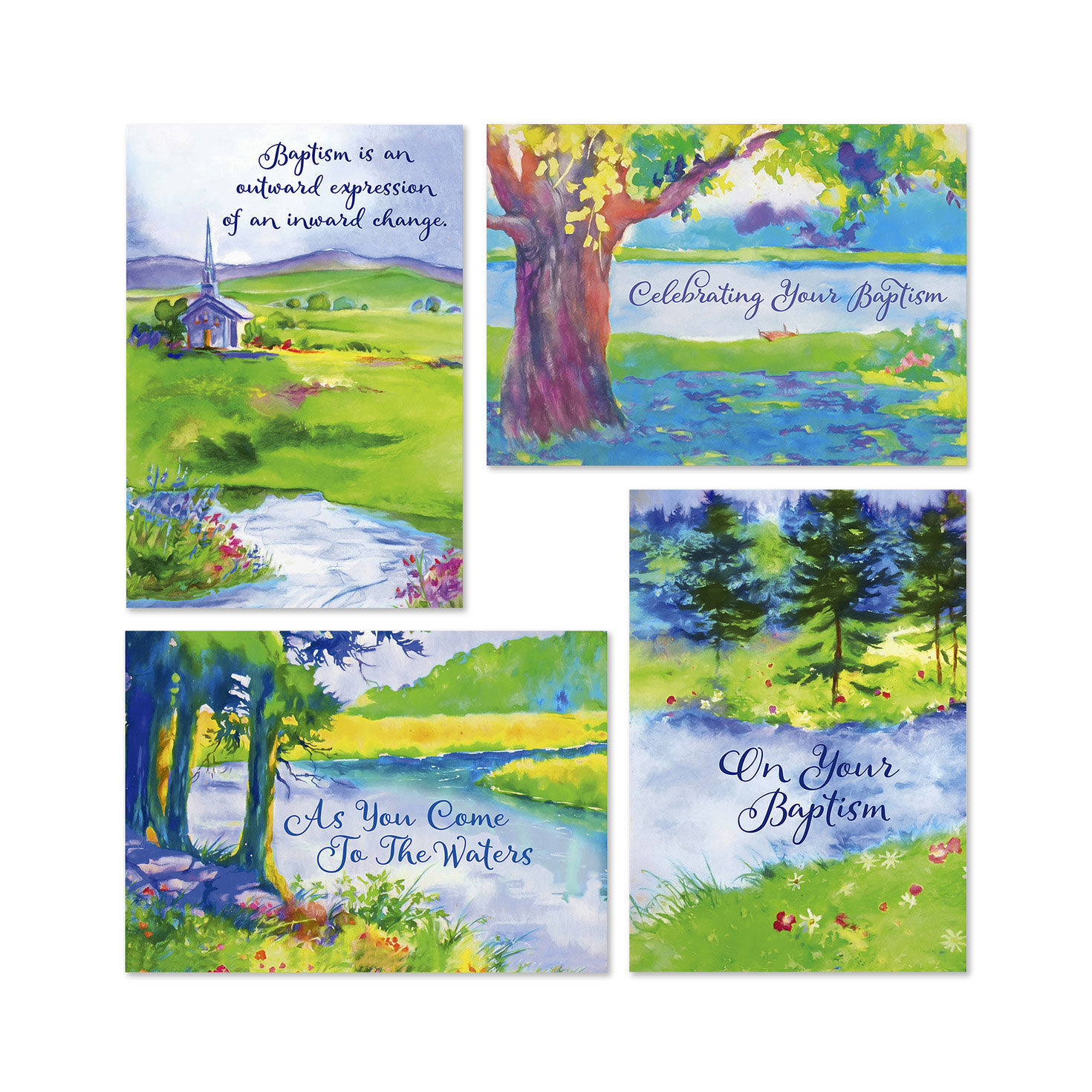 Step of Faith Assorted Religious Baptism Cards, Box of 12
