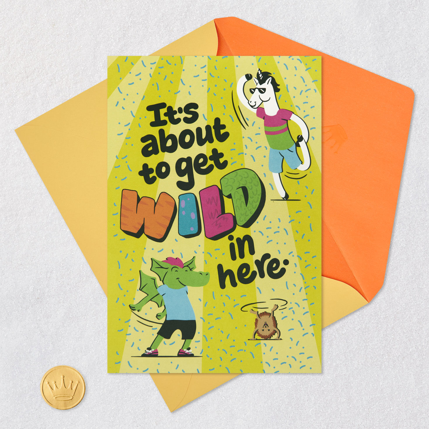Party Animals Musical Birthday Card for Kids Card Front with Envelope and Gold Seal image number 5