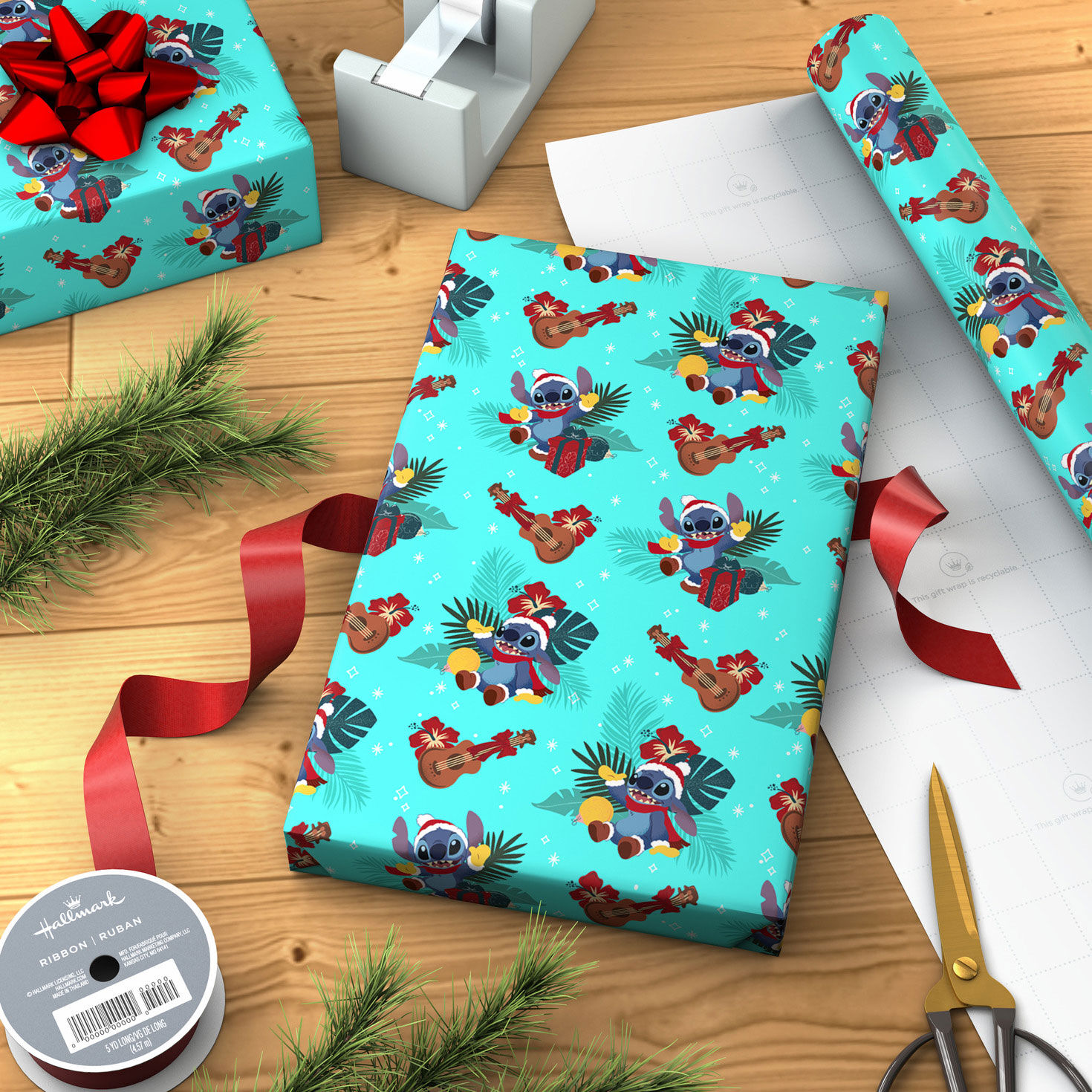 Disney Stitch Jumbo Christmas Wrapping Paper Wrapped package image number 3