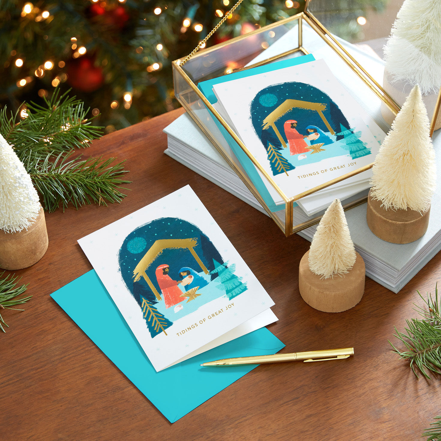 Simple Nativity Boxed Christmas Cards In use image number 7