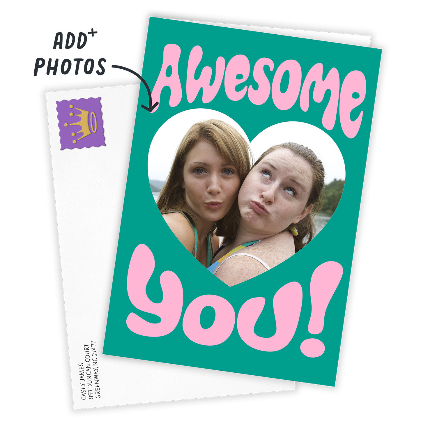 Awesome You Heart Personalized Birthday Card Card Front with Envelope image number 2