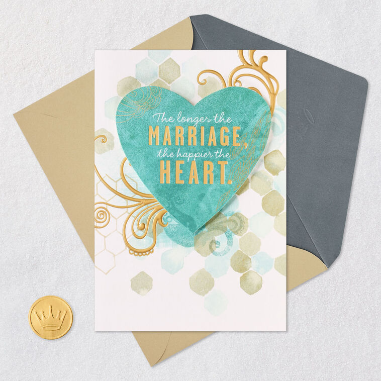 Teal and Gold Heart Husband Anniversary Card  image number 6