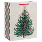 Illustrated Christmas Tree on Cream Large Gift Bag Front image number 1