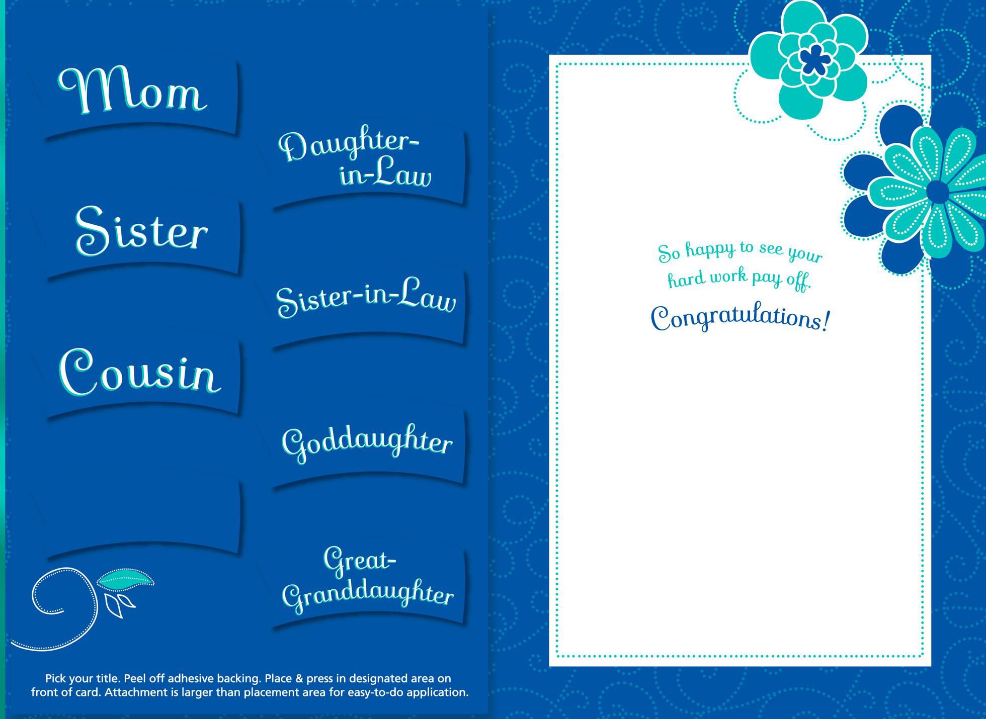 Customizable Floral Graduation Card with Female Recipient Stickers