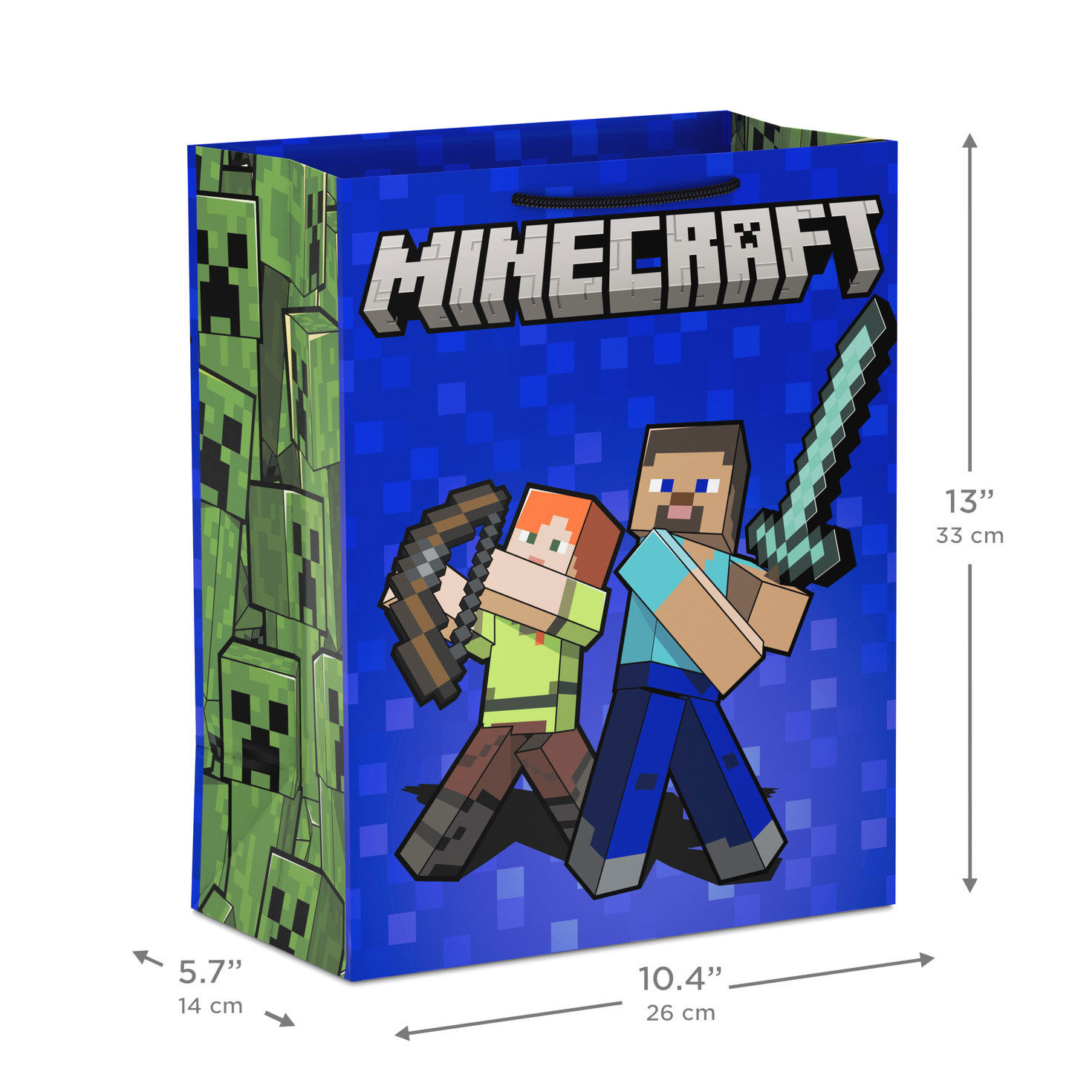 Minecraft Alex and Steve With Weapons on Blue Measurement image number 3