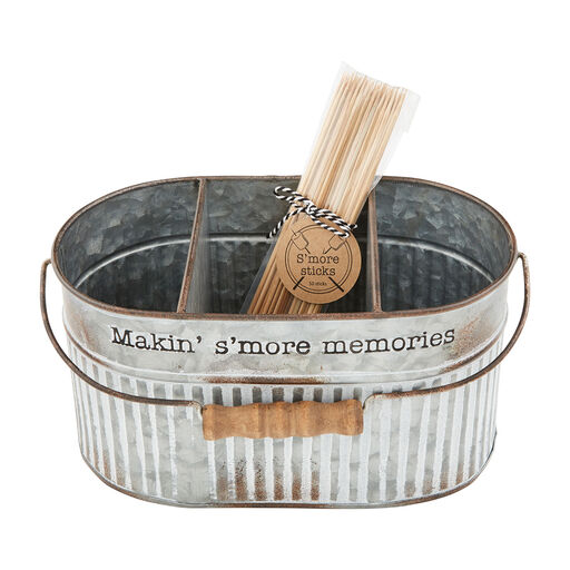 Mud Pie S'more Divided Tin Bucket With Wood Skewers, 