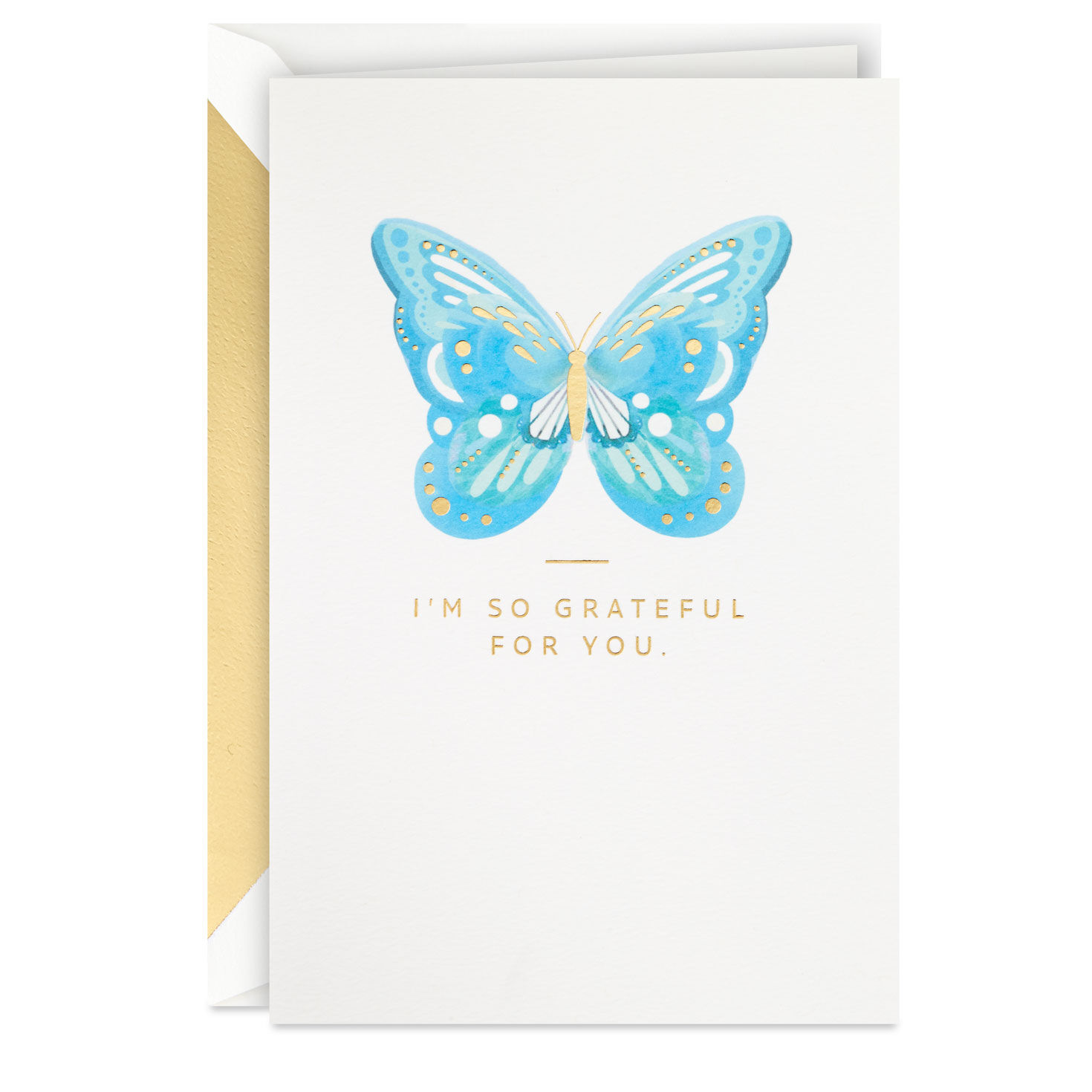 Hallmark Note Cards by Signature Box of 8 ~ 3D Butterfly w/Gold Glitter Backing 