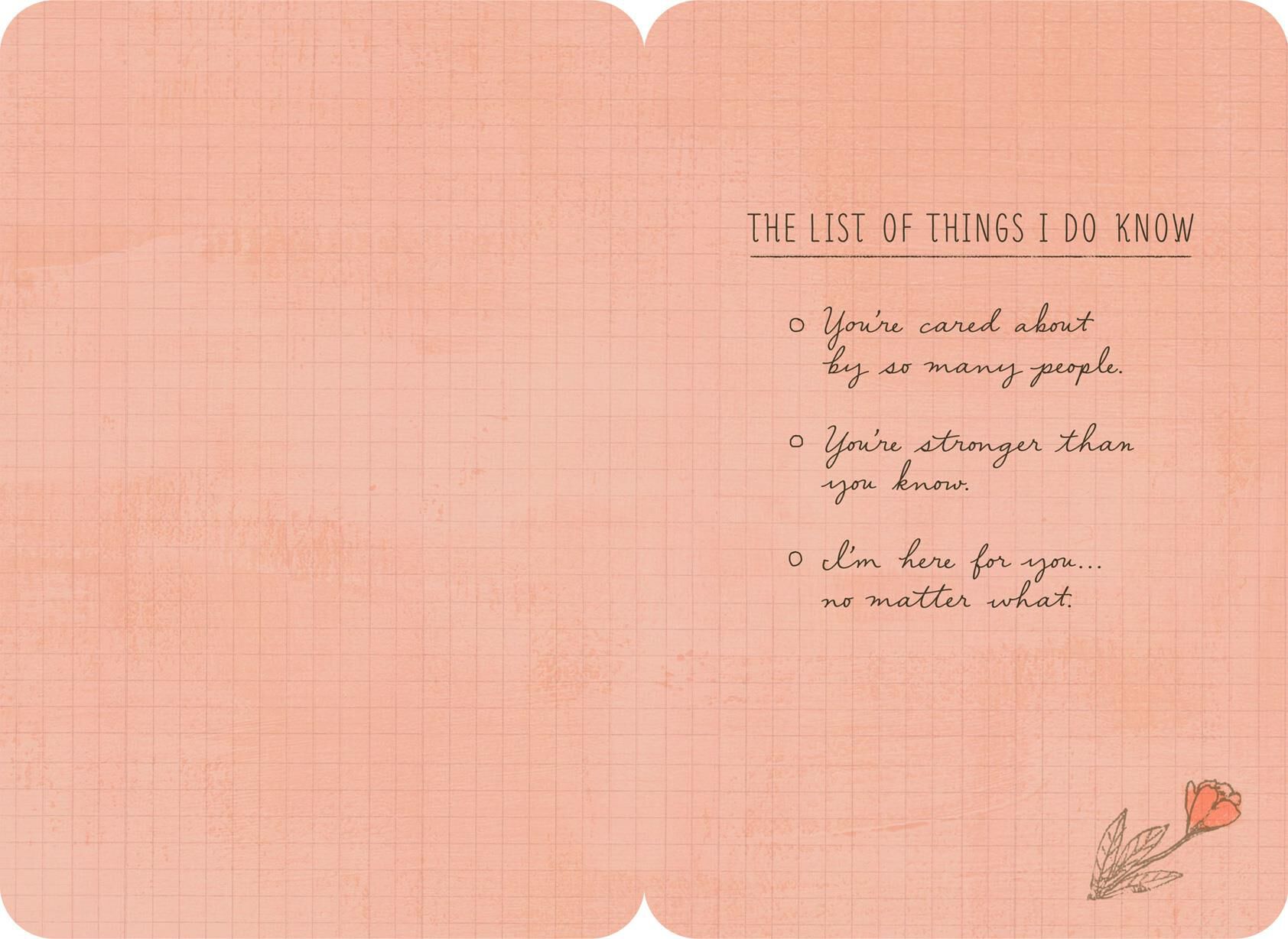 Things I Know Thinking of You Card