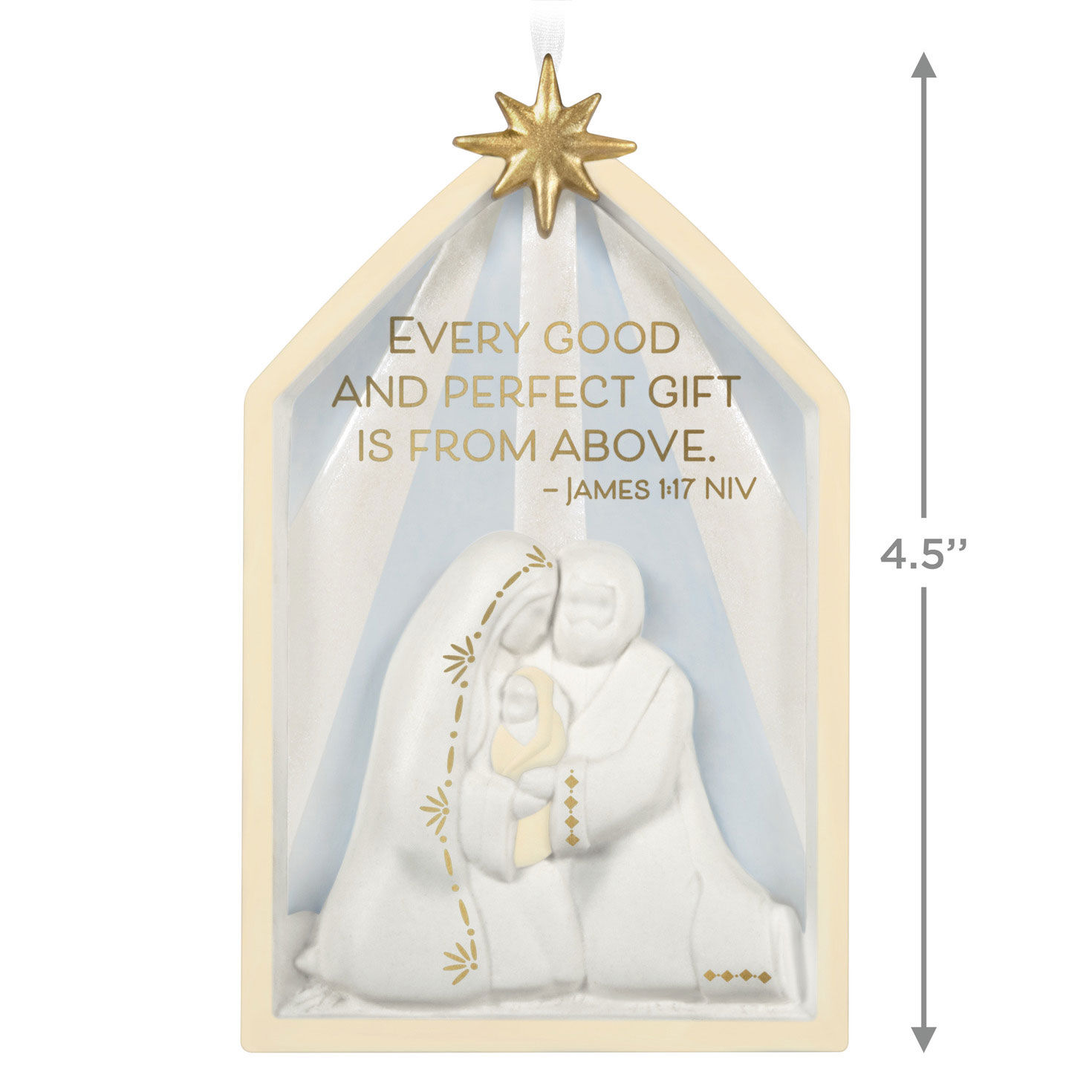 White and Gold Nativity Keepsake Ornament measurement image number 3