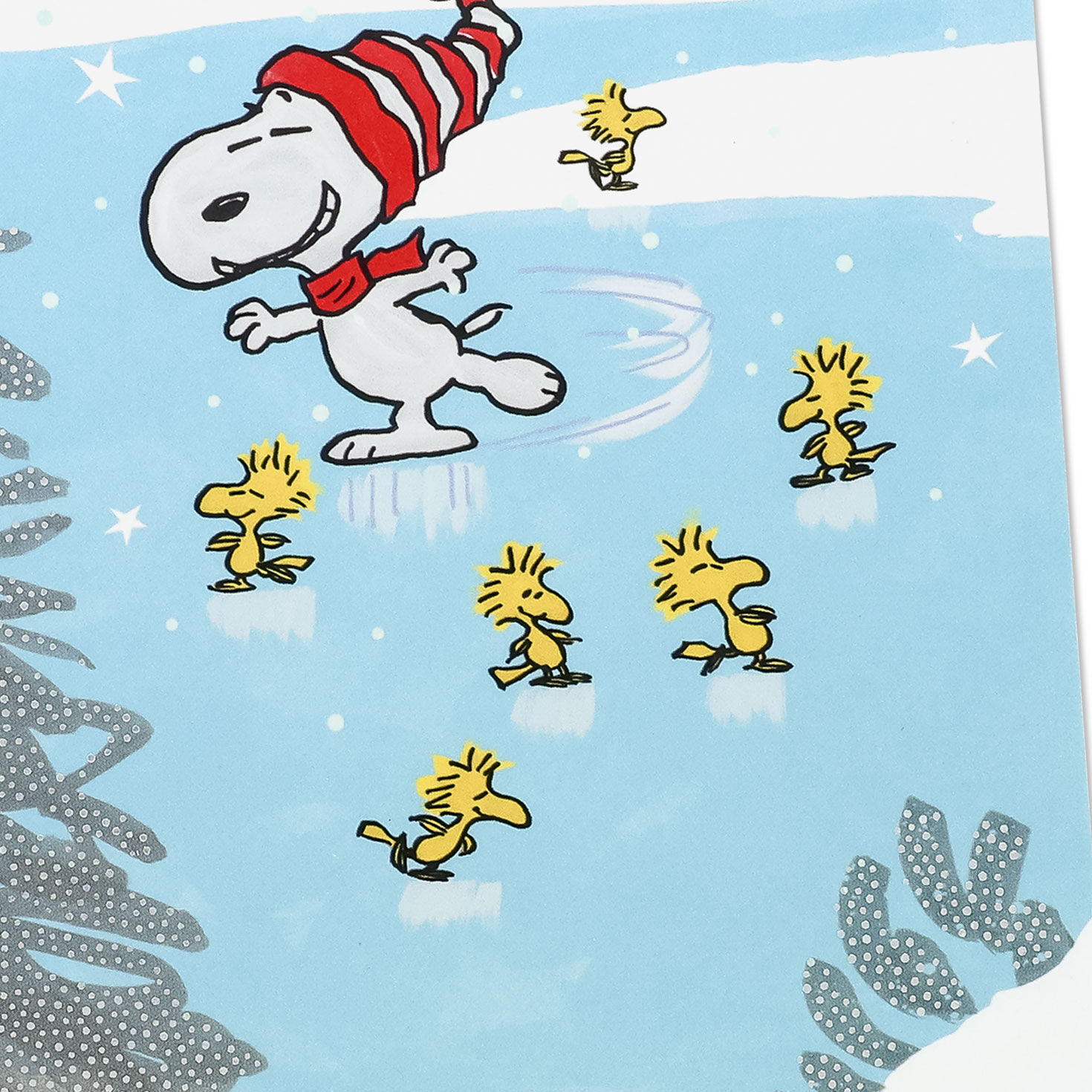 Snoopy Ice Skating Christmas Appreciation Card Card Front Detail image number 4