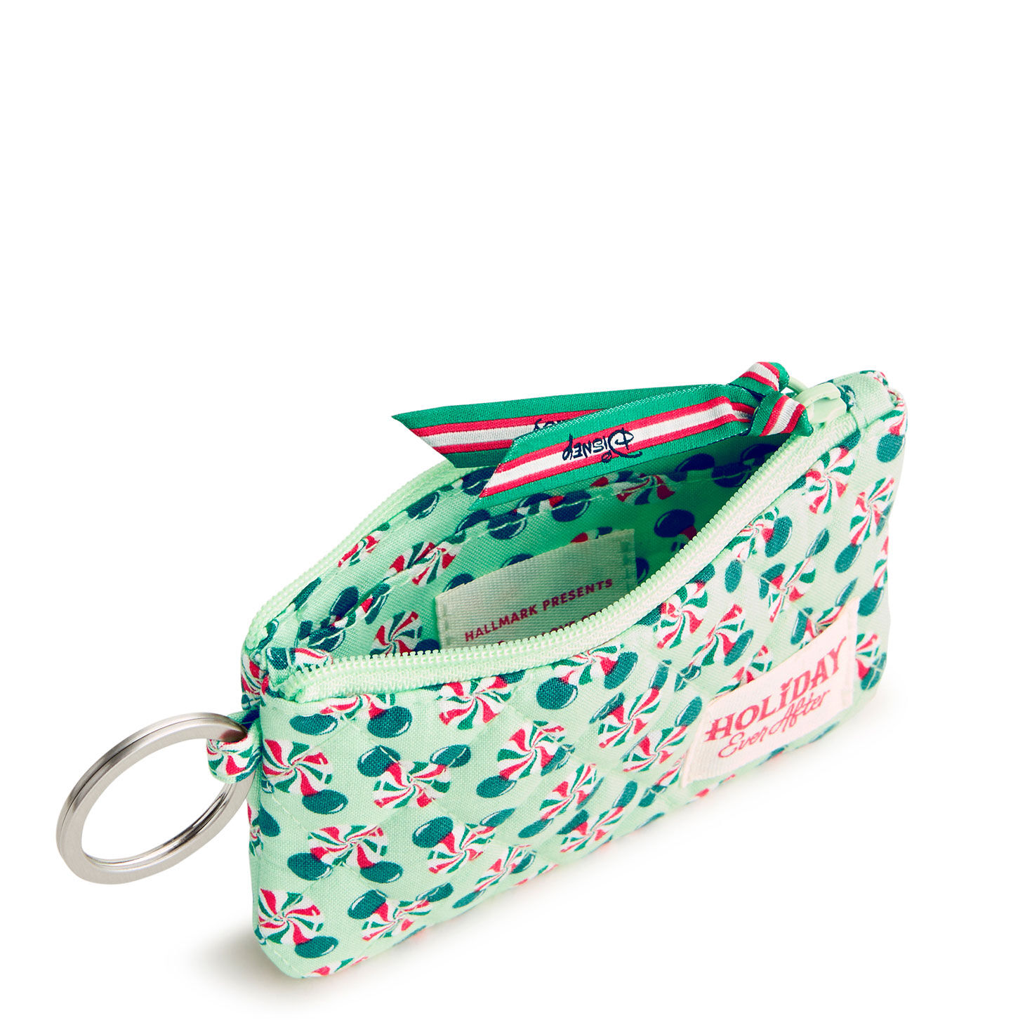 Green With Peppermint Mickey Ears Zip Pouch Open image number 3