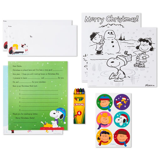 Peanuts® Letters to Santa Kids Stationery Kit With Stickers and Crayola® Crayons, 