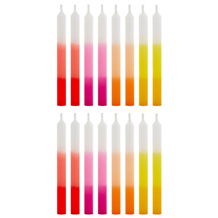 Warm Ombré Stripe Birthday Candles, Set of 16