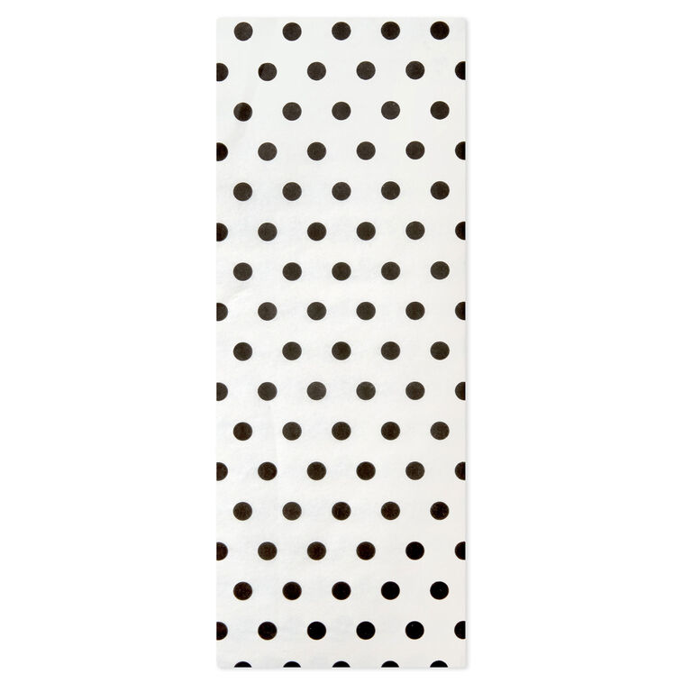 Black Polka Dots on Ivory Tissue Paper, 6 sheets