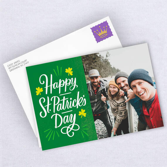 Personalized Shamrocks St. Patrick’s Day Photo Card, , large image number 4