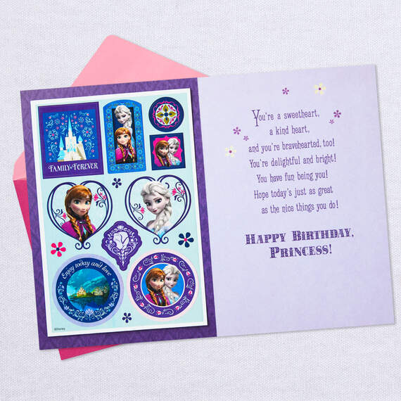 Disney Frozen Birthday Card for Her With Stickers, , large image number 3