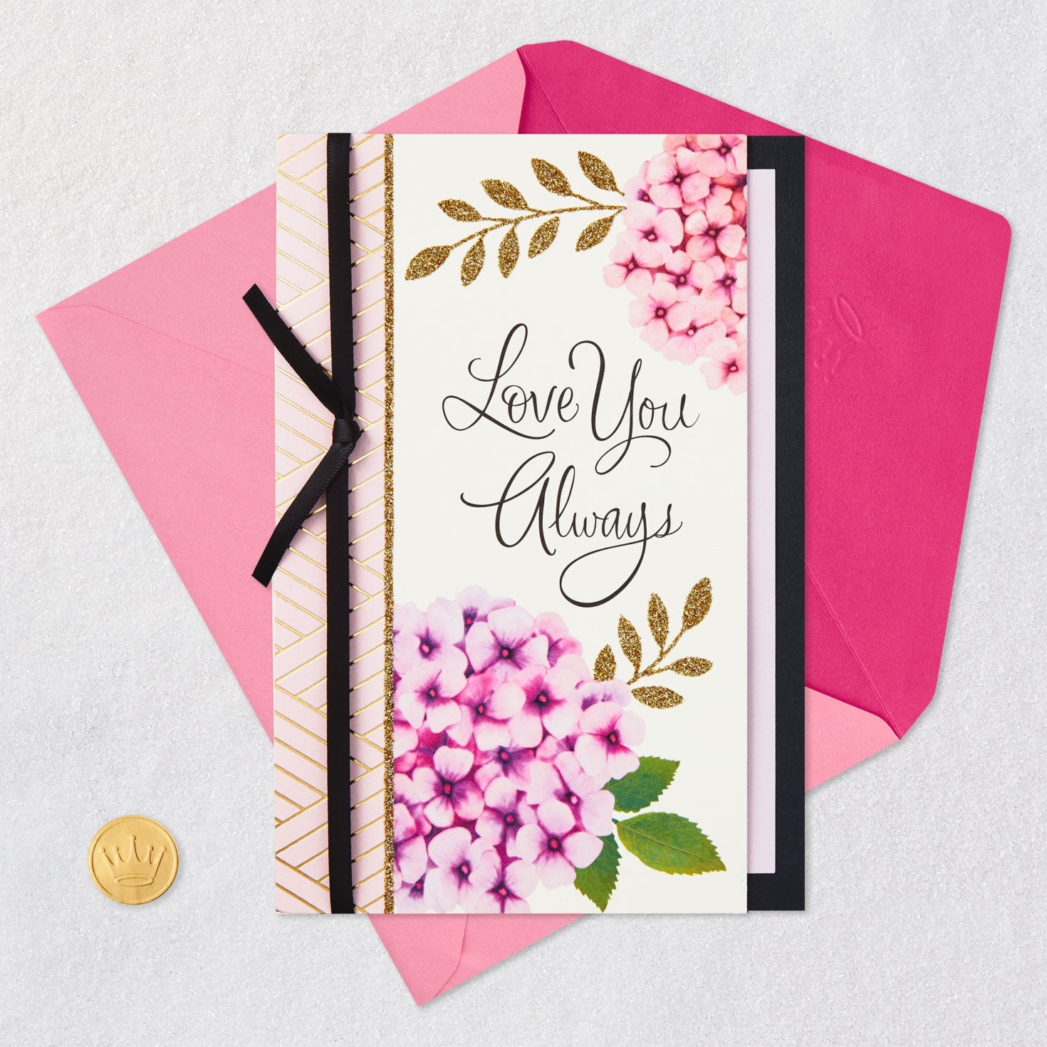 Pink Hydrangeas Mother's Day Card for Wife Card Front with Envelope and Gold Seal image number 6