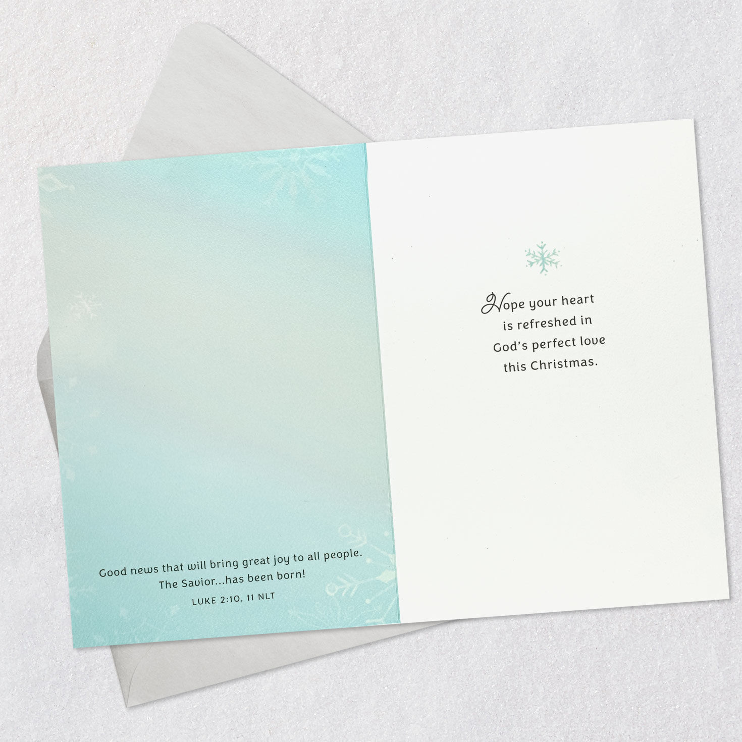 Gold Glitter Snowflake Religious Christmas Card Open card with envelope image number 4