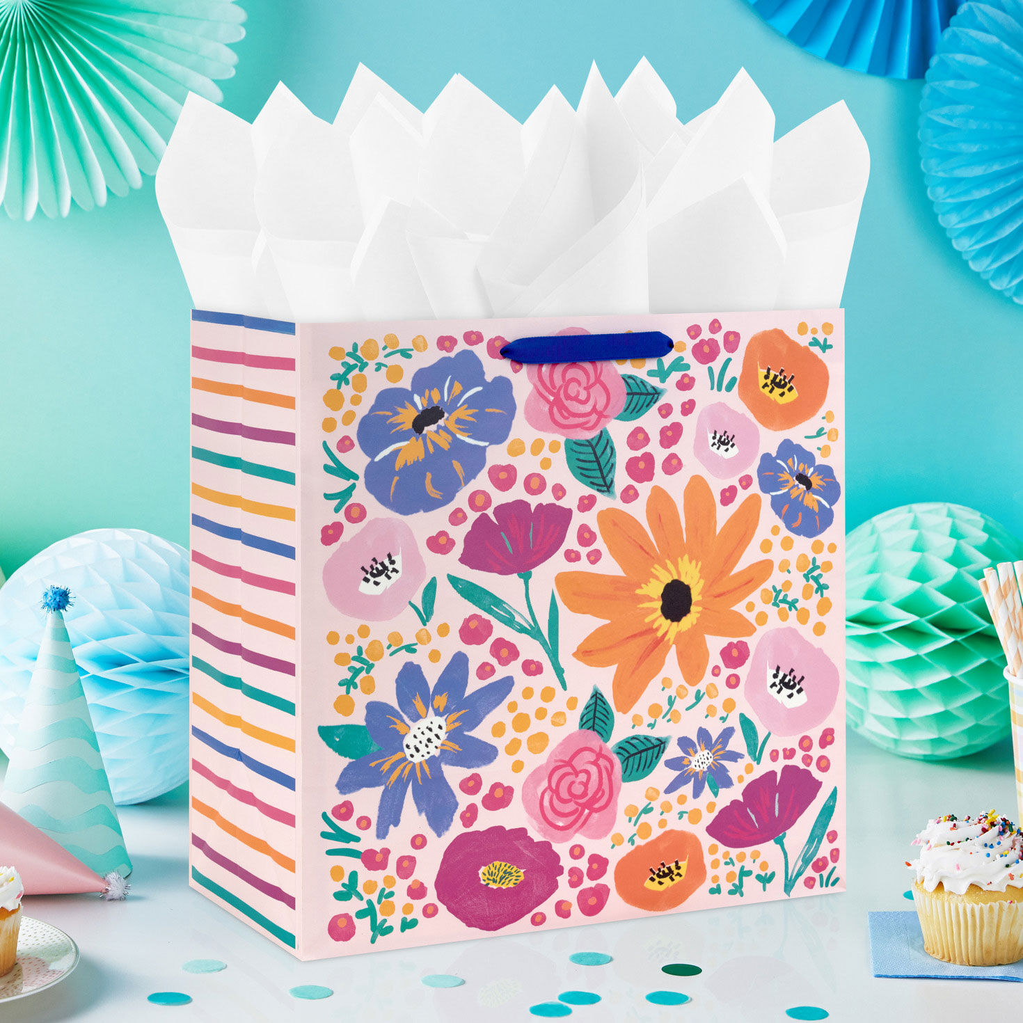 Vibrant Floral Extra-Deep Gift Bag In use image number 2