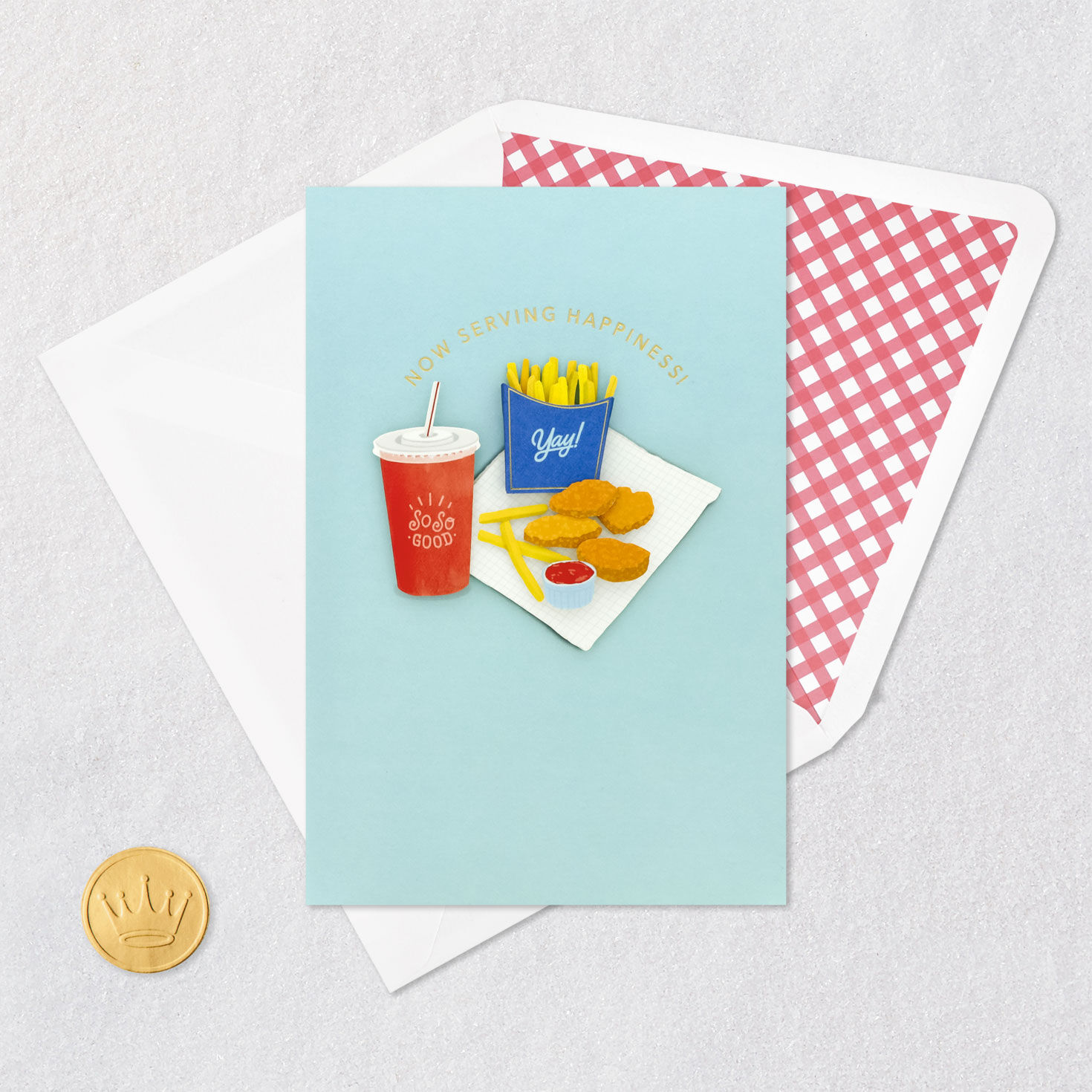 Fast Food Chicken Nuggets Kids Birthday Card Card Front with Envelope and Gold Seal image number 5