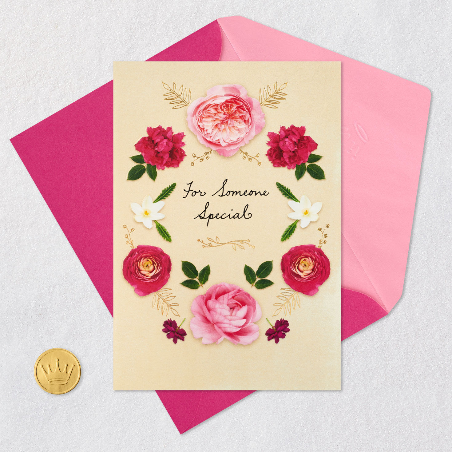 Flowers Mother's Day Card for Someone Special Card Front with Envelope and Gold Seal image number 5