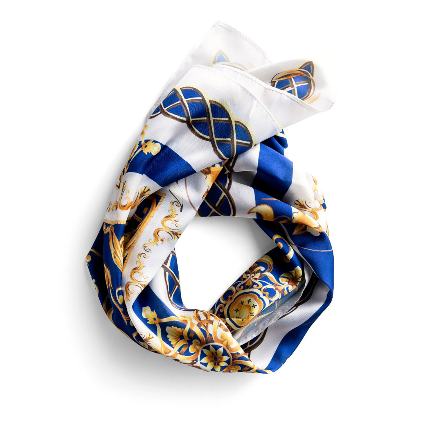 Sylvia Mollie Be Bold Blue and Gold Fashion Scarf