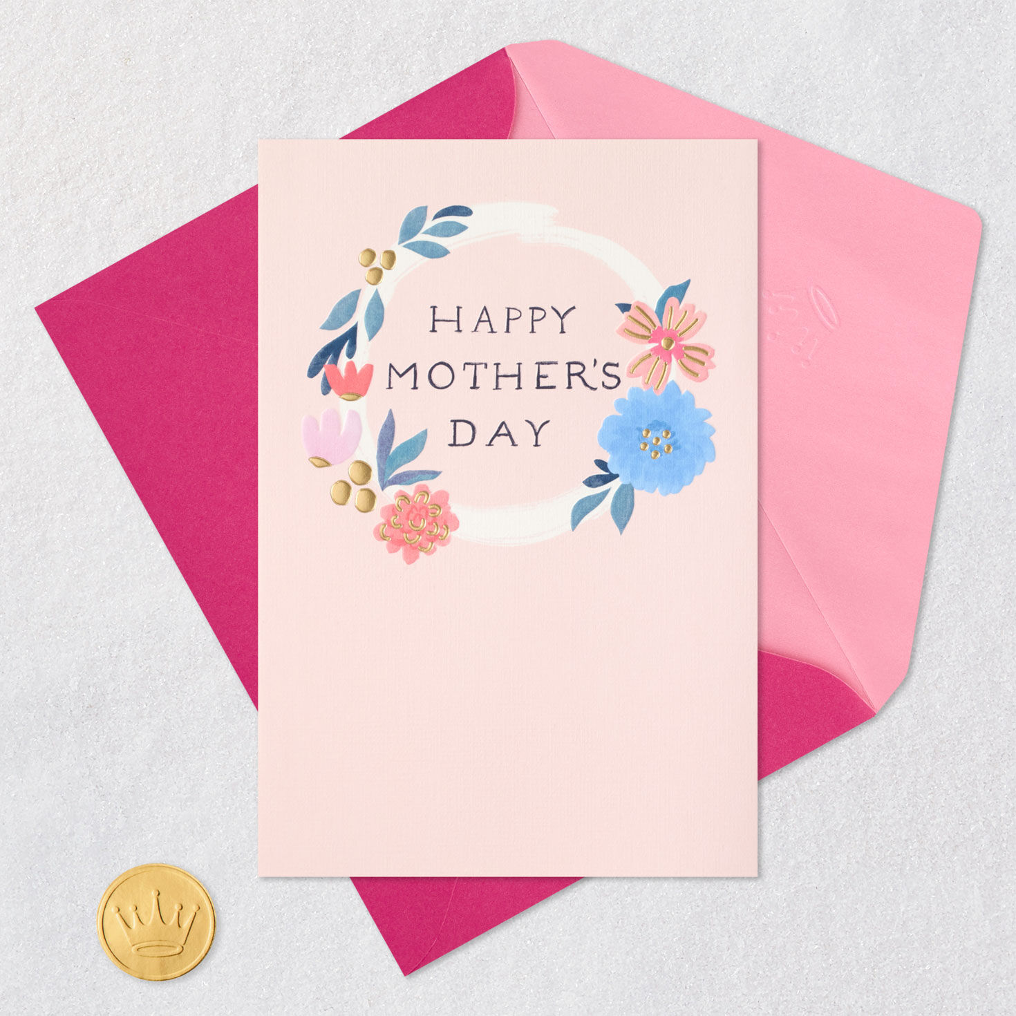 Floral Wreath on Pink Mother's Day Card  image number 6