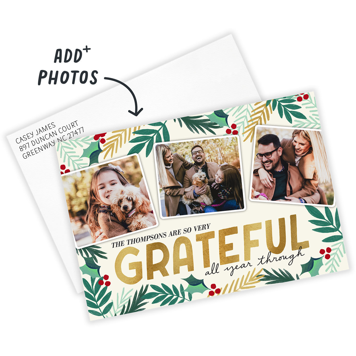 Grateful All Year Flat Christmas Photo Card, , large image number 2
