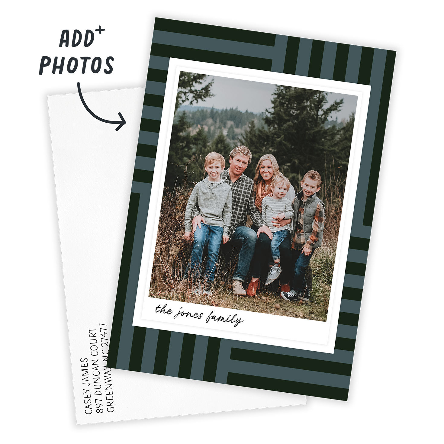 Bold Striped Blocks Flat Holiday Photo Card, , large image number 2