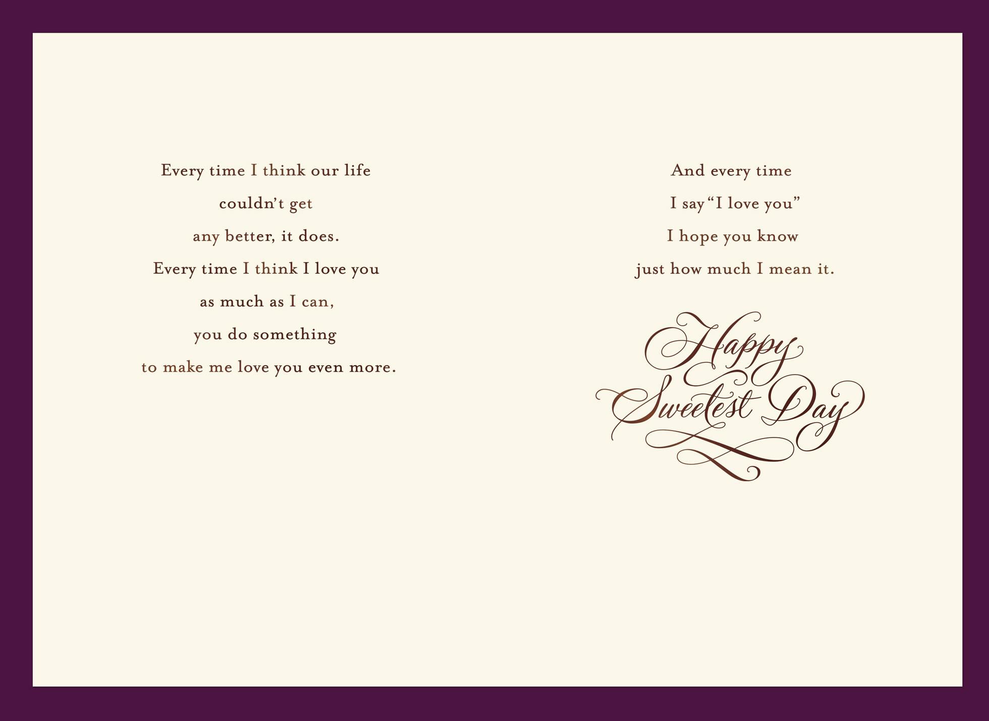My Only Love Sweetest Day Card for Wife