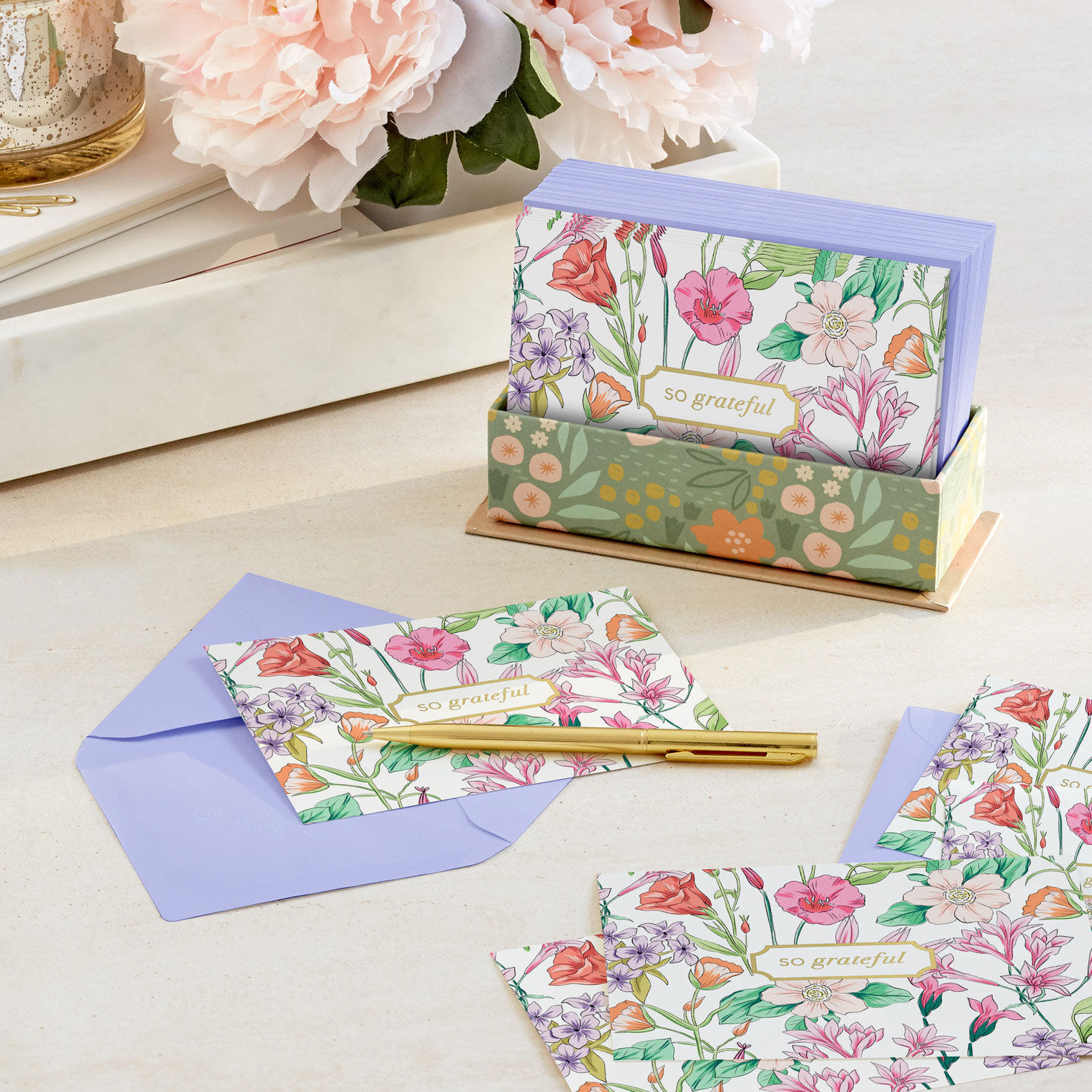 So Grateful Floral Blank Thank You Notes, Pack of 10 - Note Cards ...