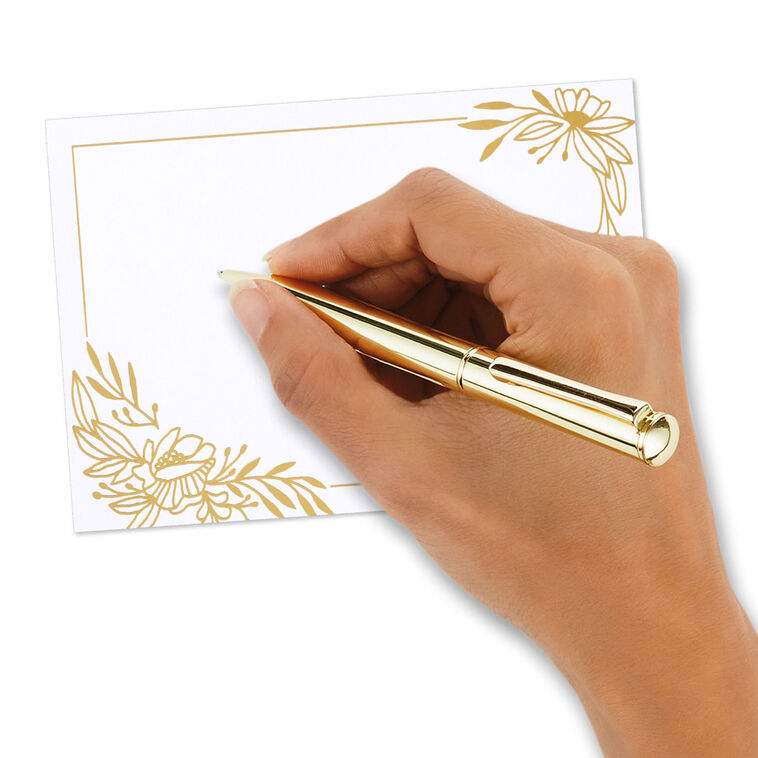 Gold Foil Leaf Frame Single-Panel Note Cards Pack  image number 4
