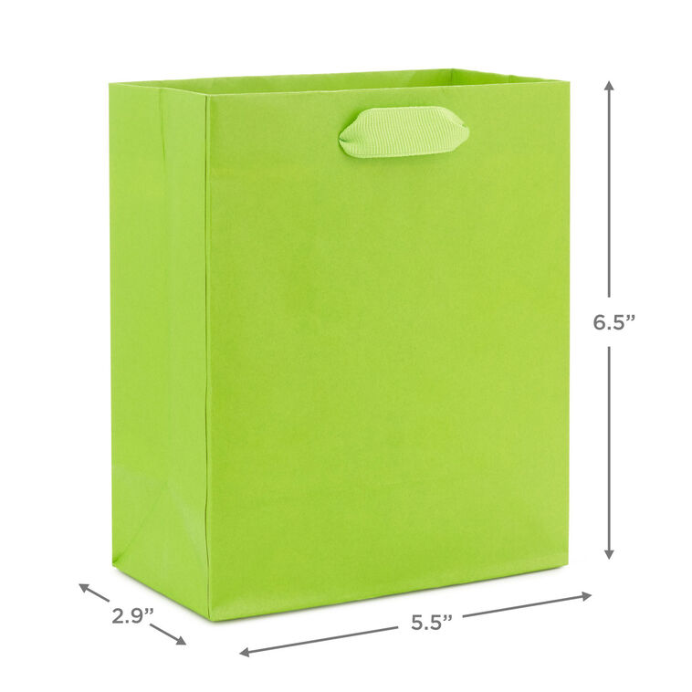 6.5" Solid Lime Green Small Gift Bag, Lime Green, large image number 3