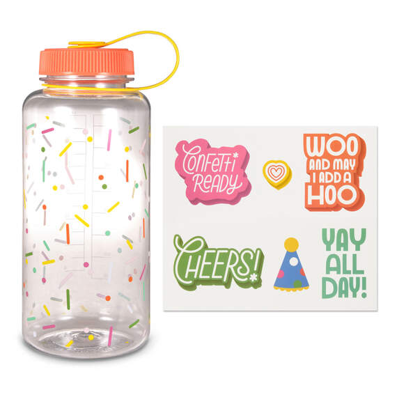 Confetti Water Bottle With Stickers, 32 oz.
