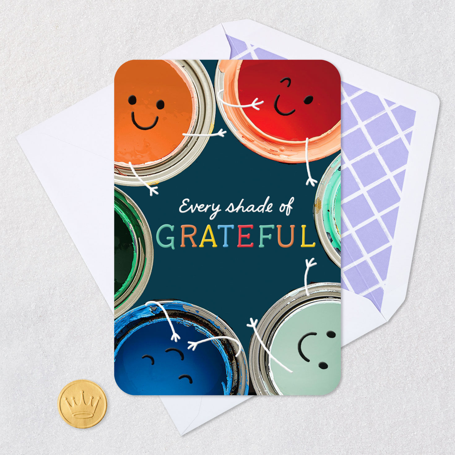 Colorful Paint Can Characters Thank You Card Card Front with Envelope and Gold Seal image number 5