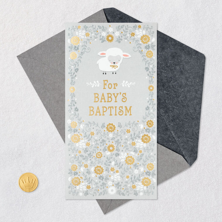 Little Lamb Money Holder Baby Baptism Card  image number 6