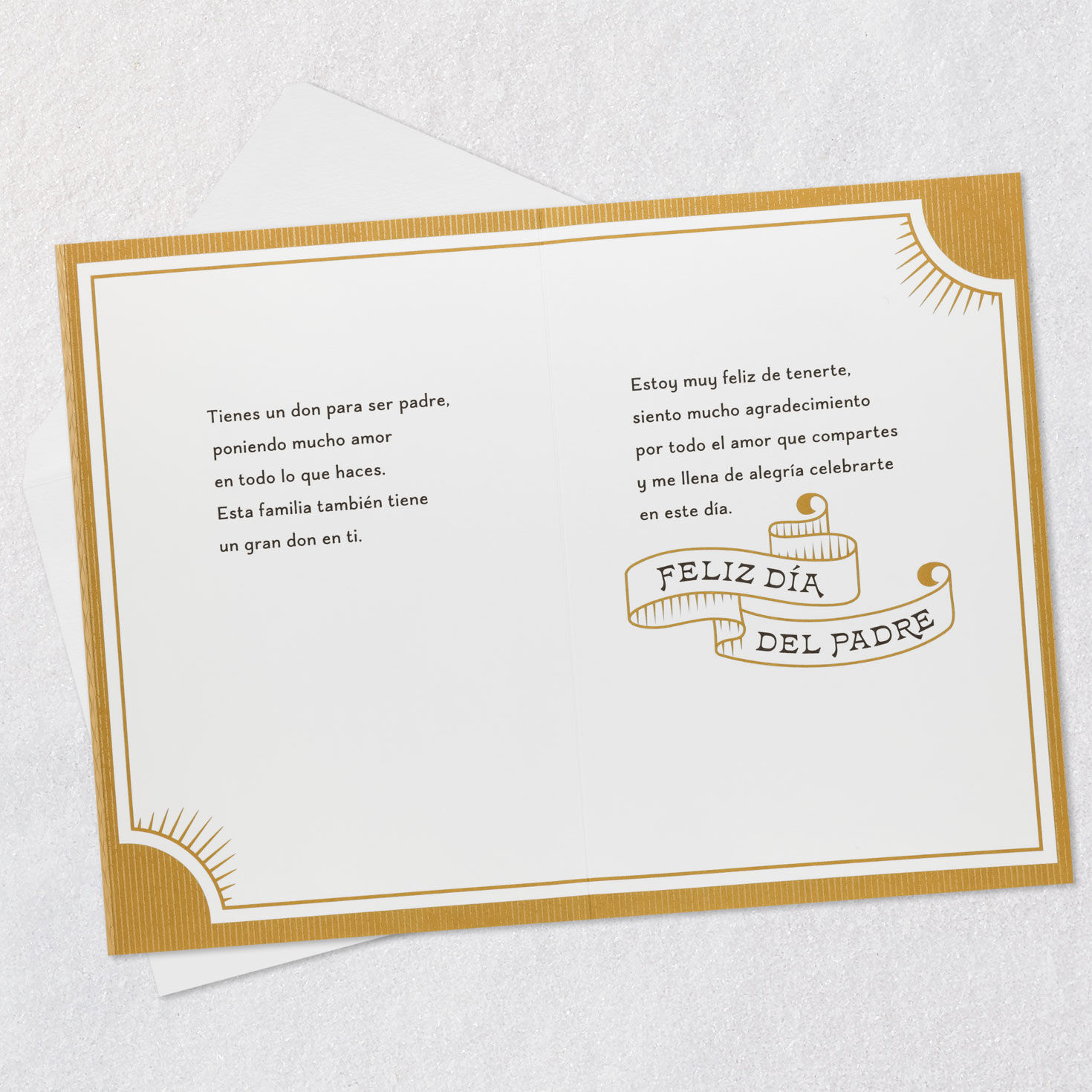 Brown and Gold Brother-in-Law Father's Day Card in Spanish Open card with envelope image number 4