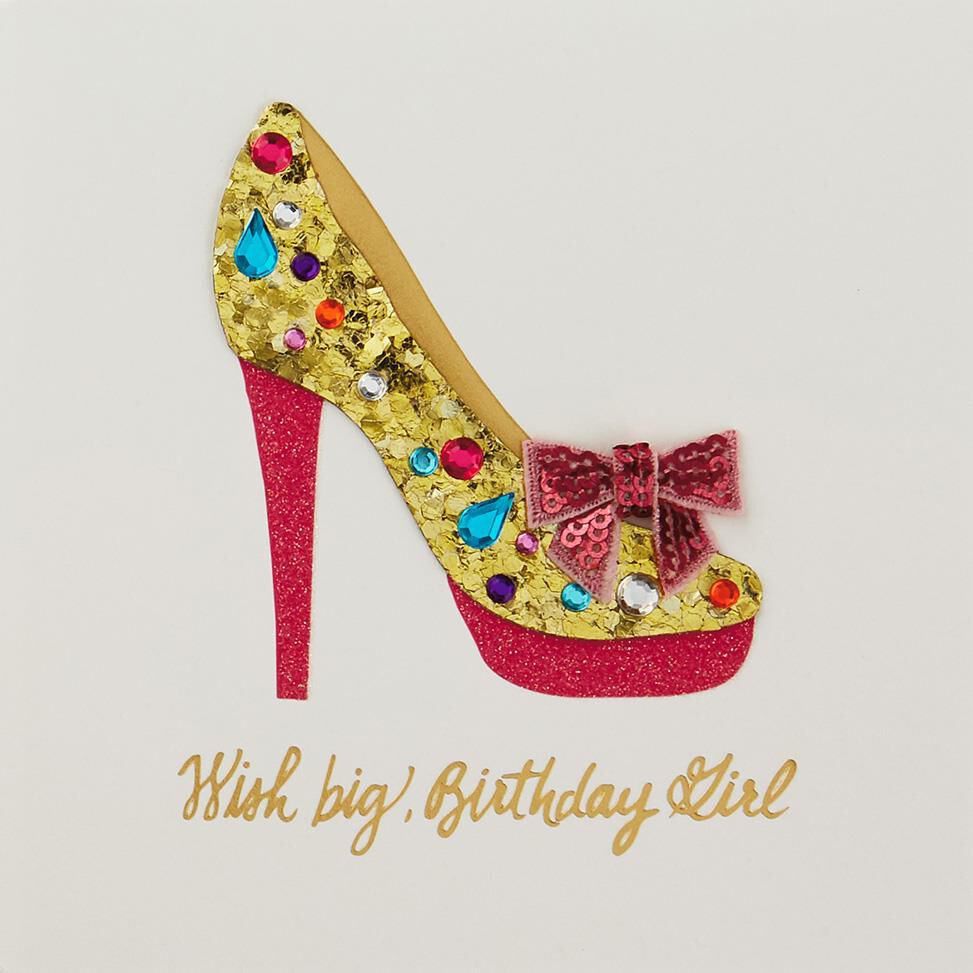 Jeweled Stiletto Shoe Wish Big Birthday Card