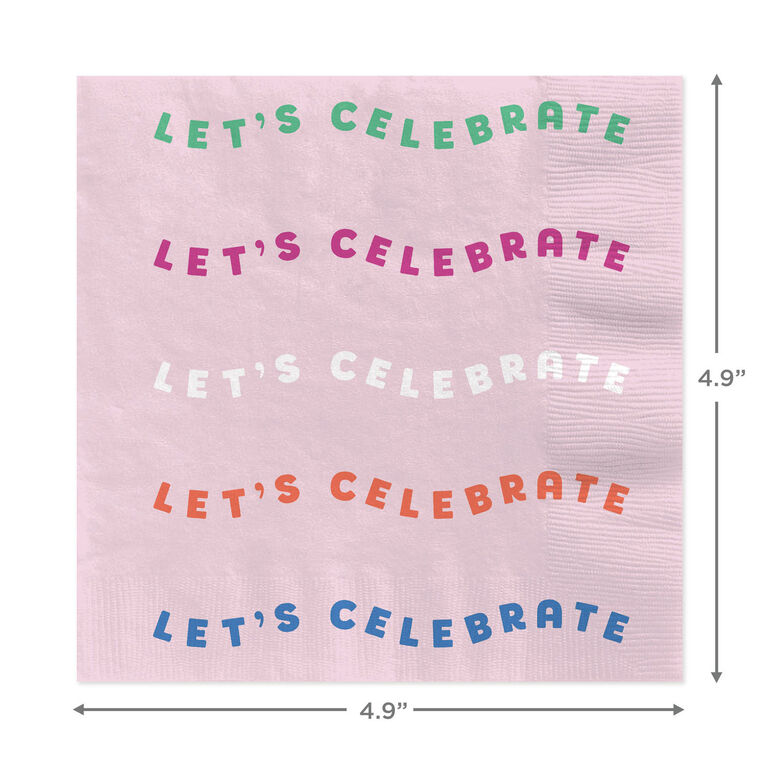 "Let's Celebrate" Cocktail Napkins, Set of 16, , large image number 3