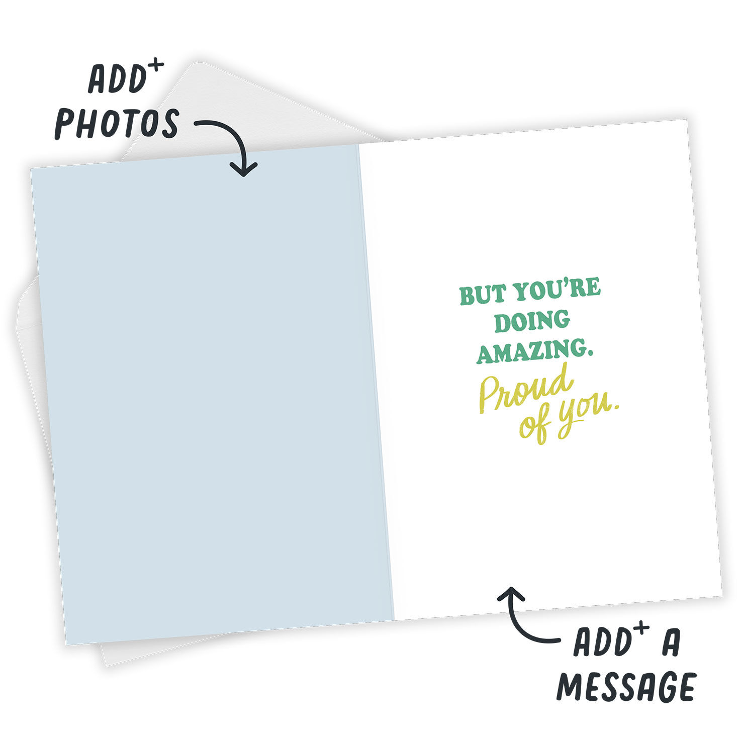 School Notebook and Pen Personalized Card Open Card with Envelope indicating personalization image number 3