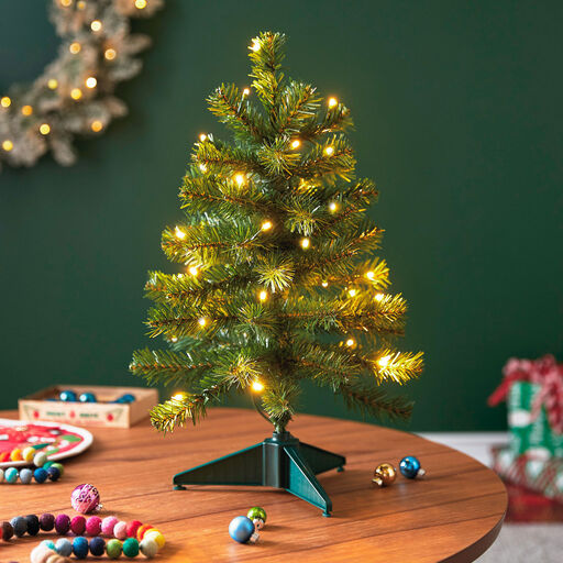 Miniature Evergreen Pre-Lit Christmas Tree, 18.75", 