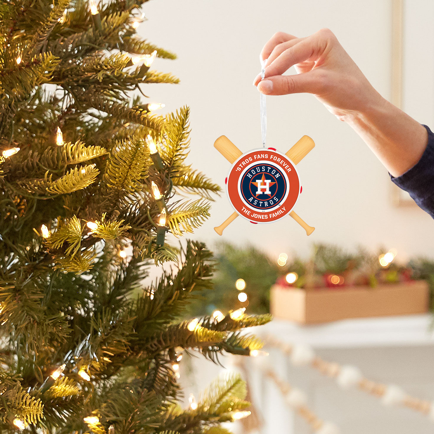 Houston Astros Personalized Text Ornament hand holding item image number 5