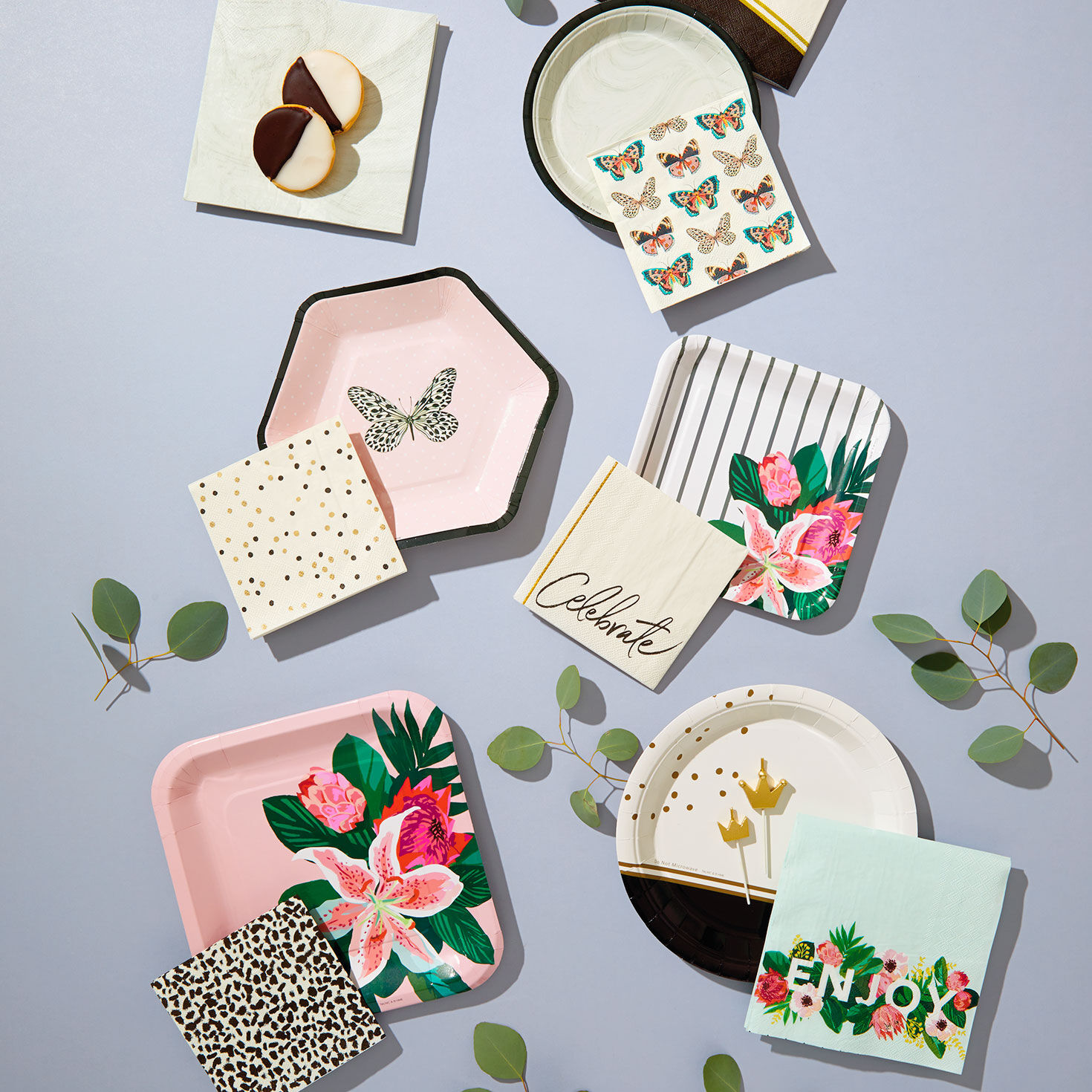 Floral "Enjoy" Dinner Napkins, Set of 16, , large image number 2