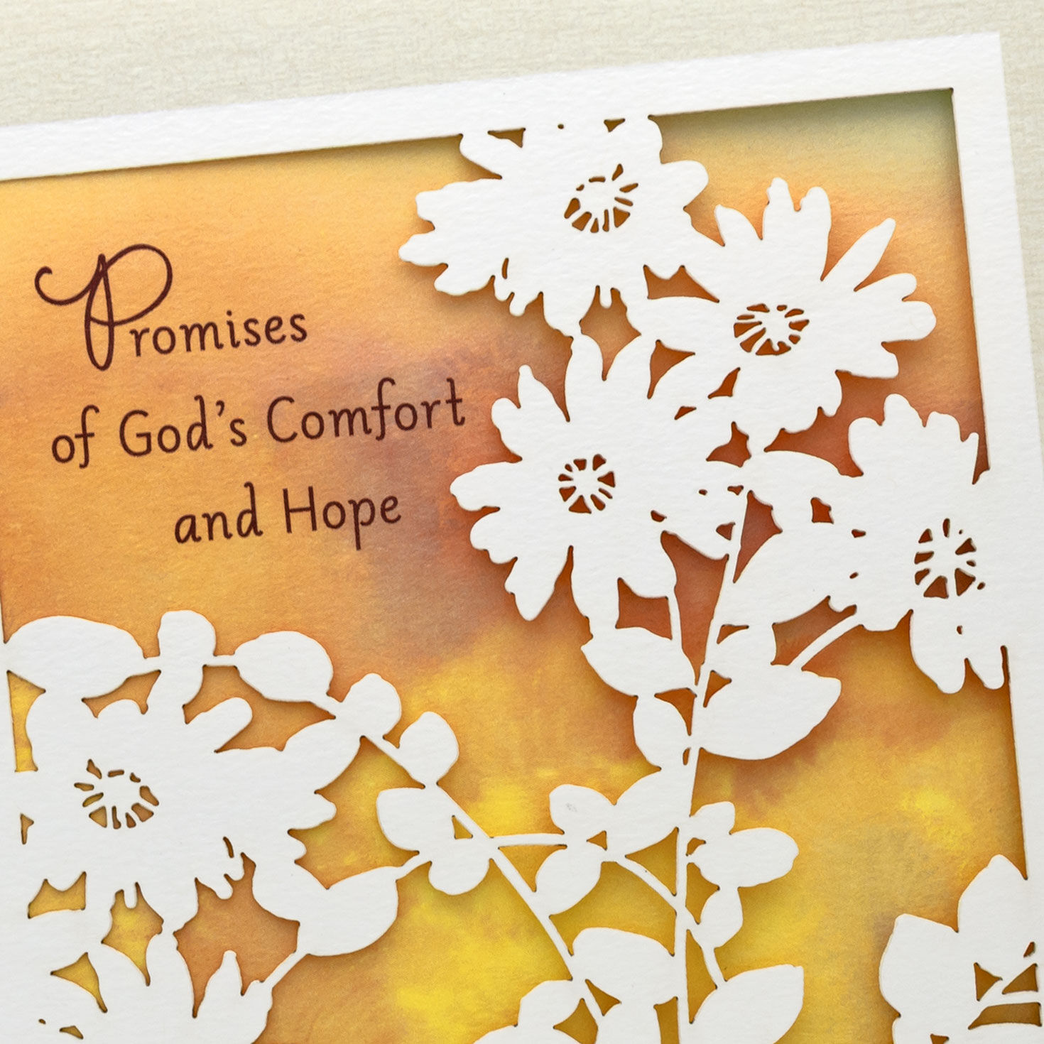 Laser-Cut White Flowers Christian Sympathy Card Card Front Detail image number 5