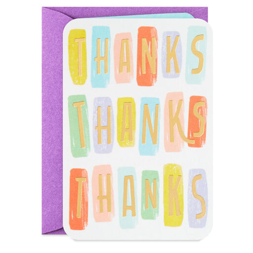 3.25" Mini Gold Letters on Color Blocks Blank Thank-You Card, 