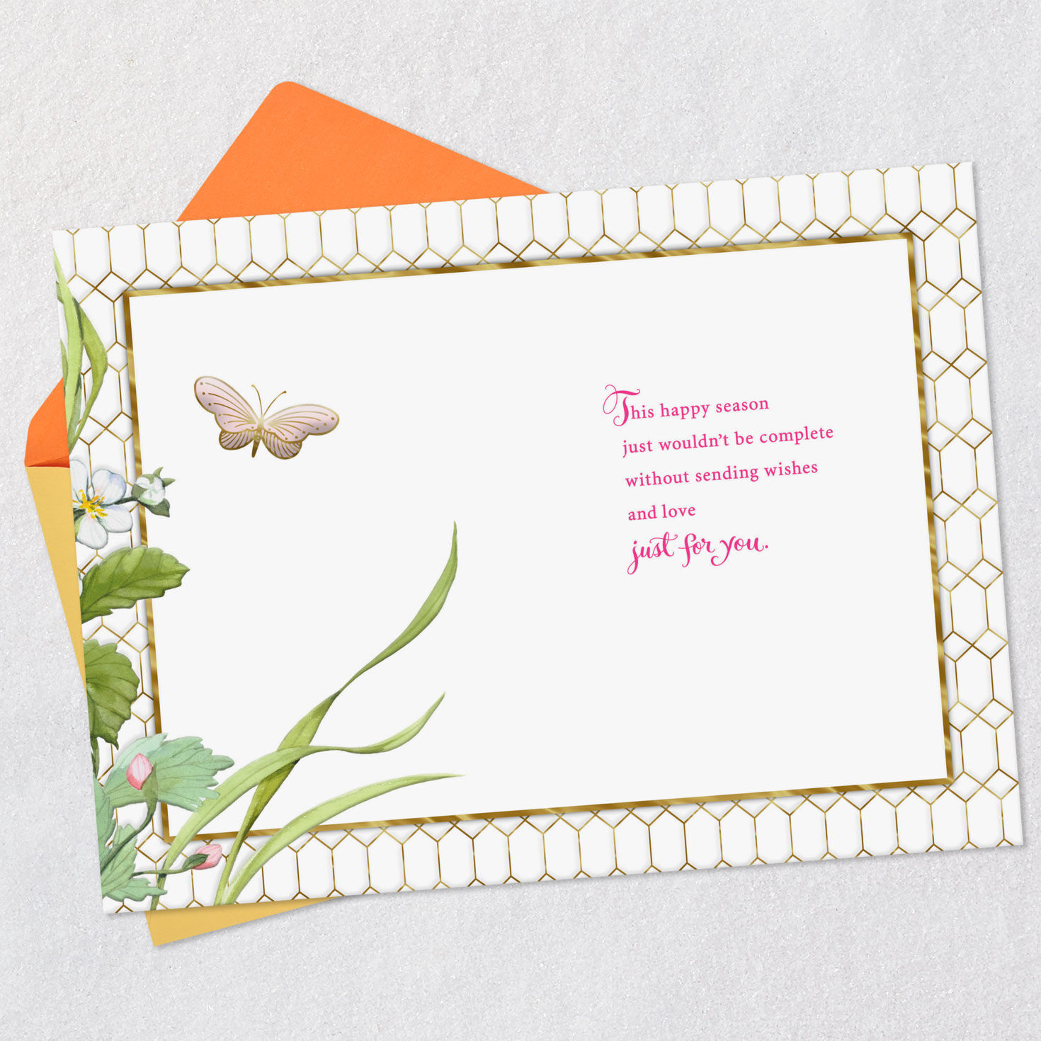 Flowers and Butterfly on Lattice Easter Card for Mom Open card with envelope image number 3