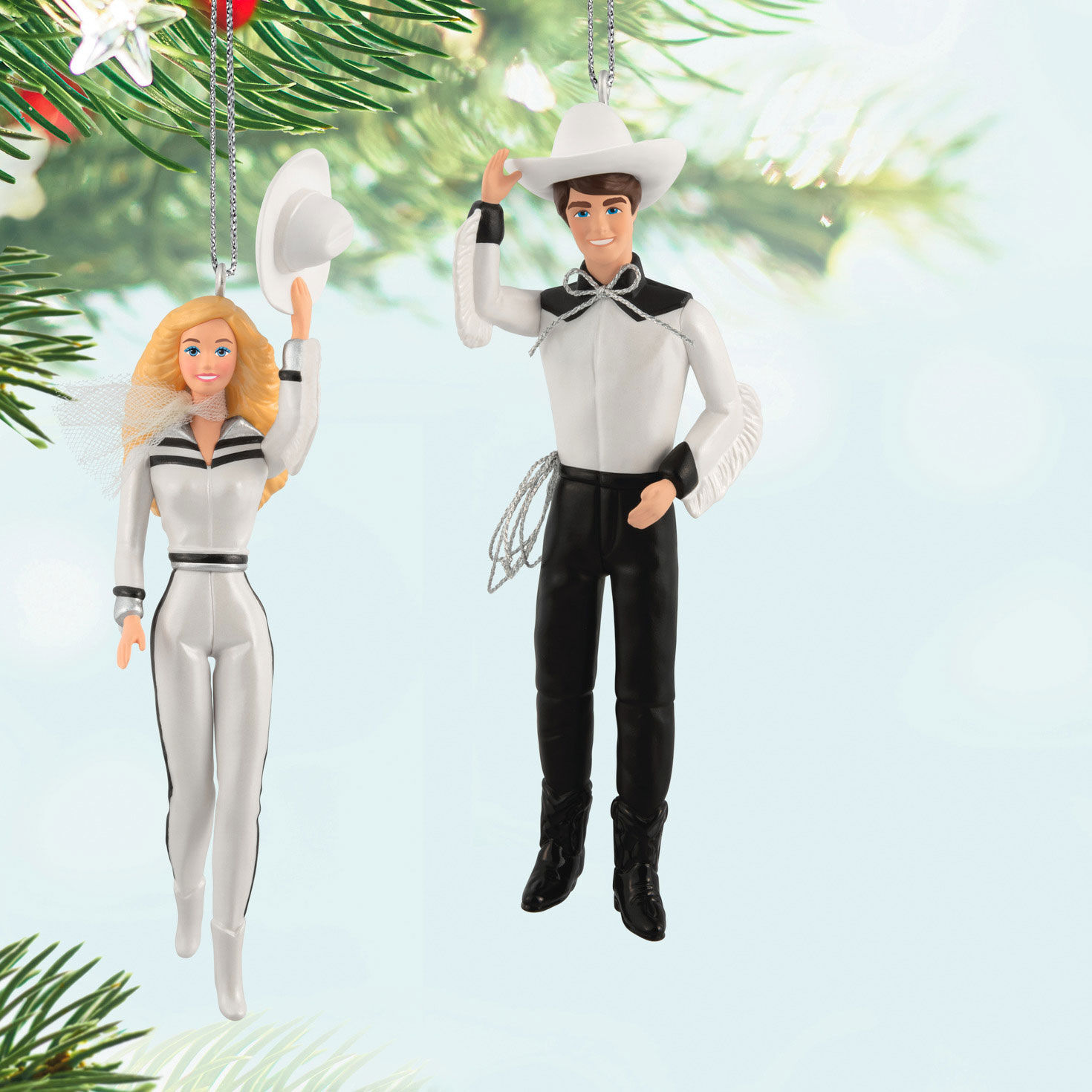 Barbie and Ken Western Stars Keepsake Ornaments hanging on tree image number 2