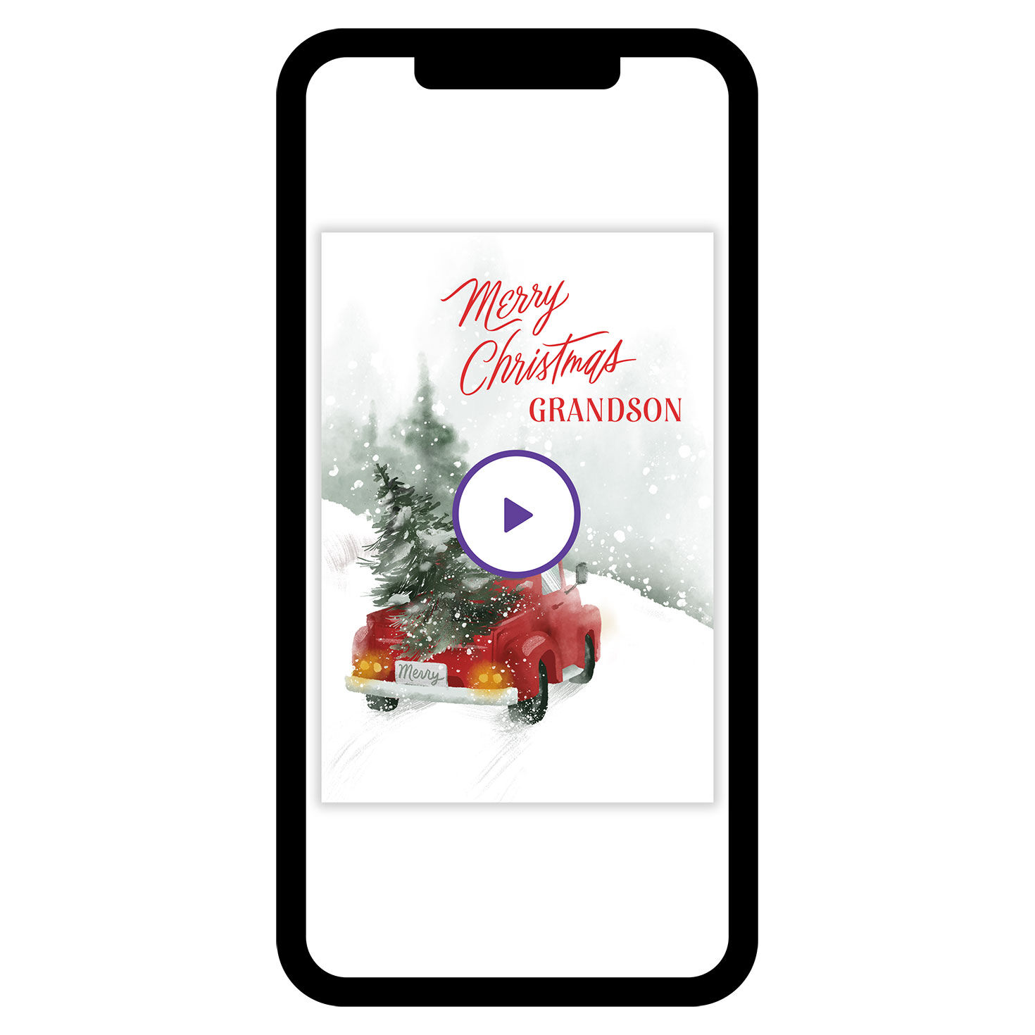 Vintage Red Truck Good Guy Custom Christmas eCard for Grandson