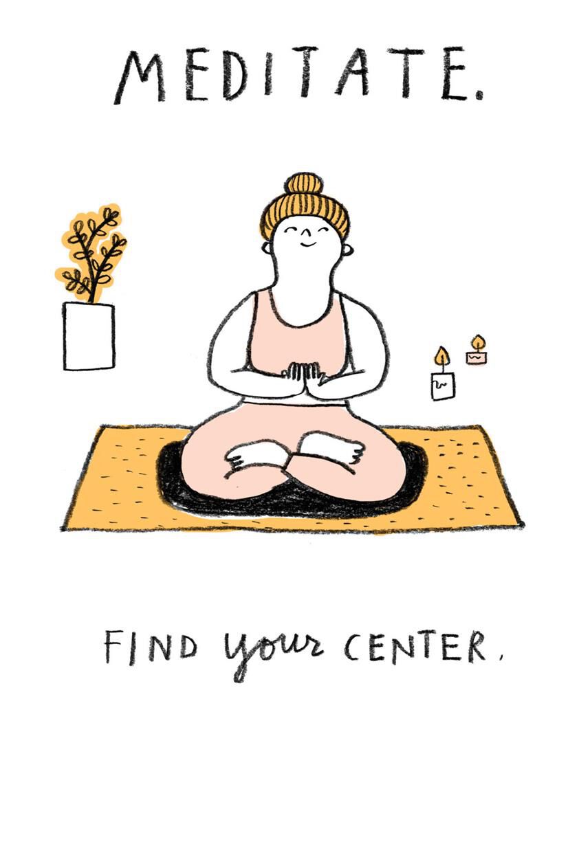 Yoga and Wine Funny Thinking of You Card