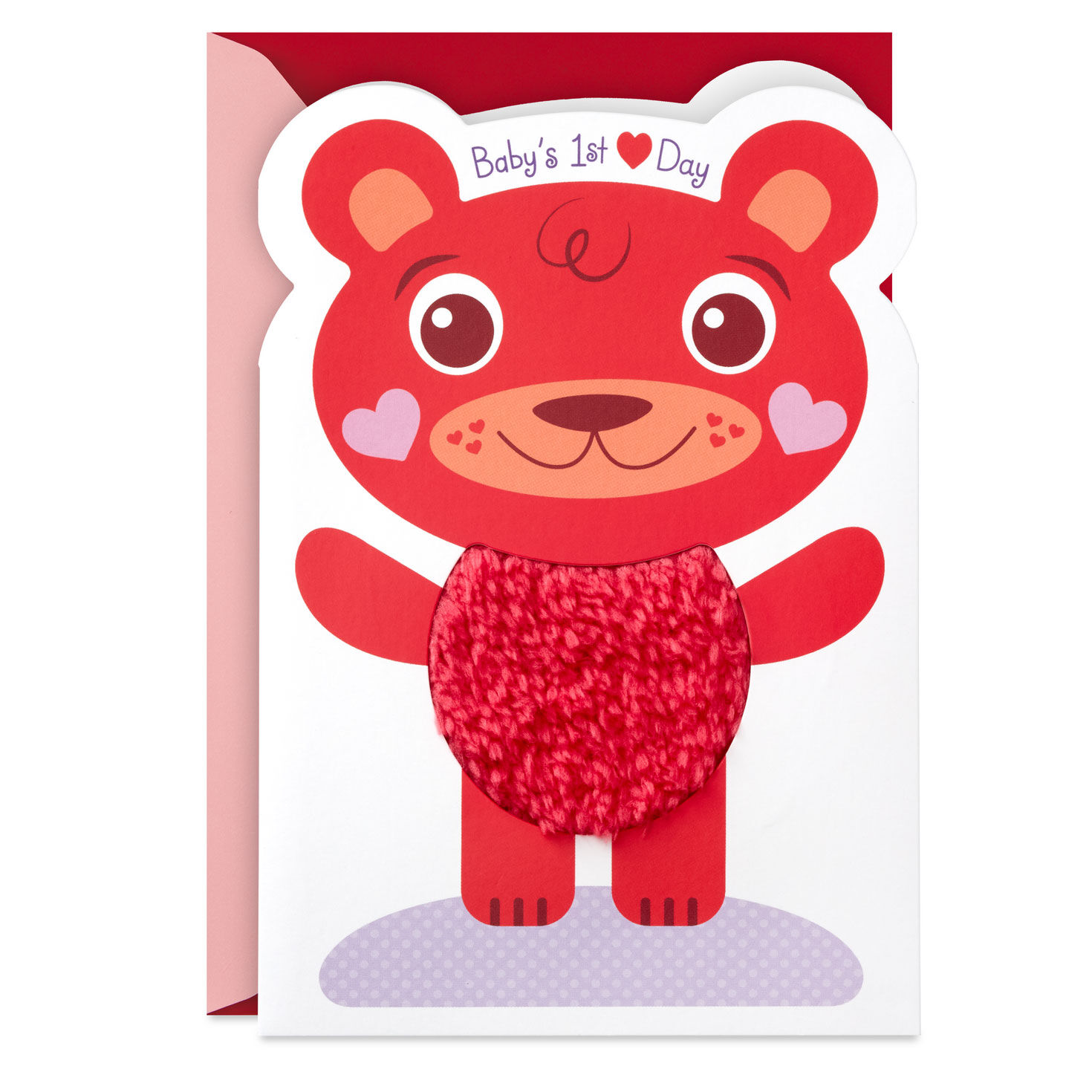 Cute Red Bear Baby's First Valentine's Day Card